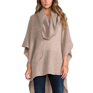 360 Cashmere Laurel Cashmere Draped Funnel Neck Poncho Camel OS